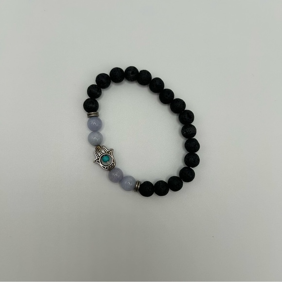 Hamsa Lava Stone Bracelet - Picture 2 of 2